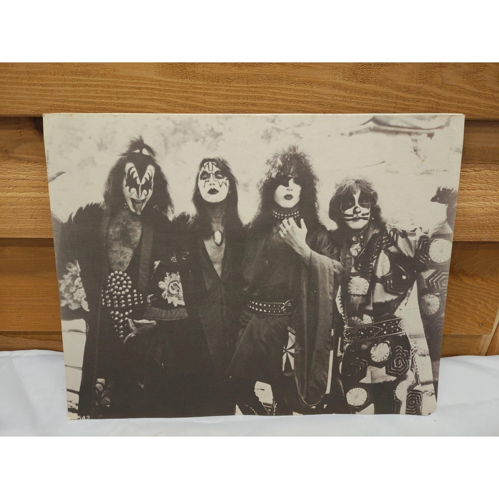 Vintage 11x14 KISS Full Make Up 1974 Concert in Japan Black and White Photo